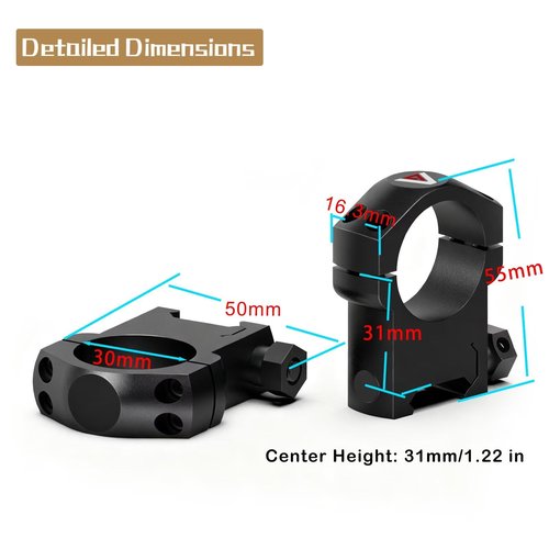 AGSHOOT High Profile 30mm Scope Rings for Picatinny Rail, 1.22" Center Height