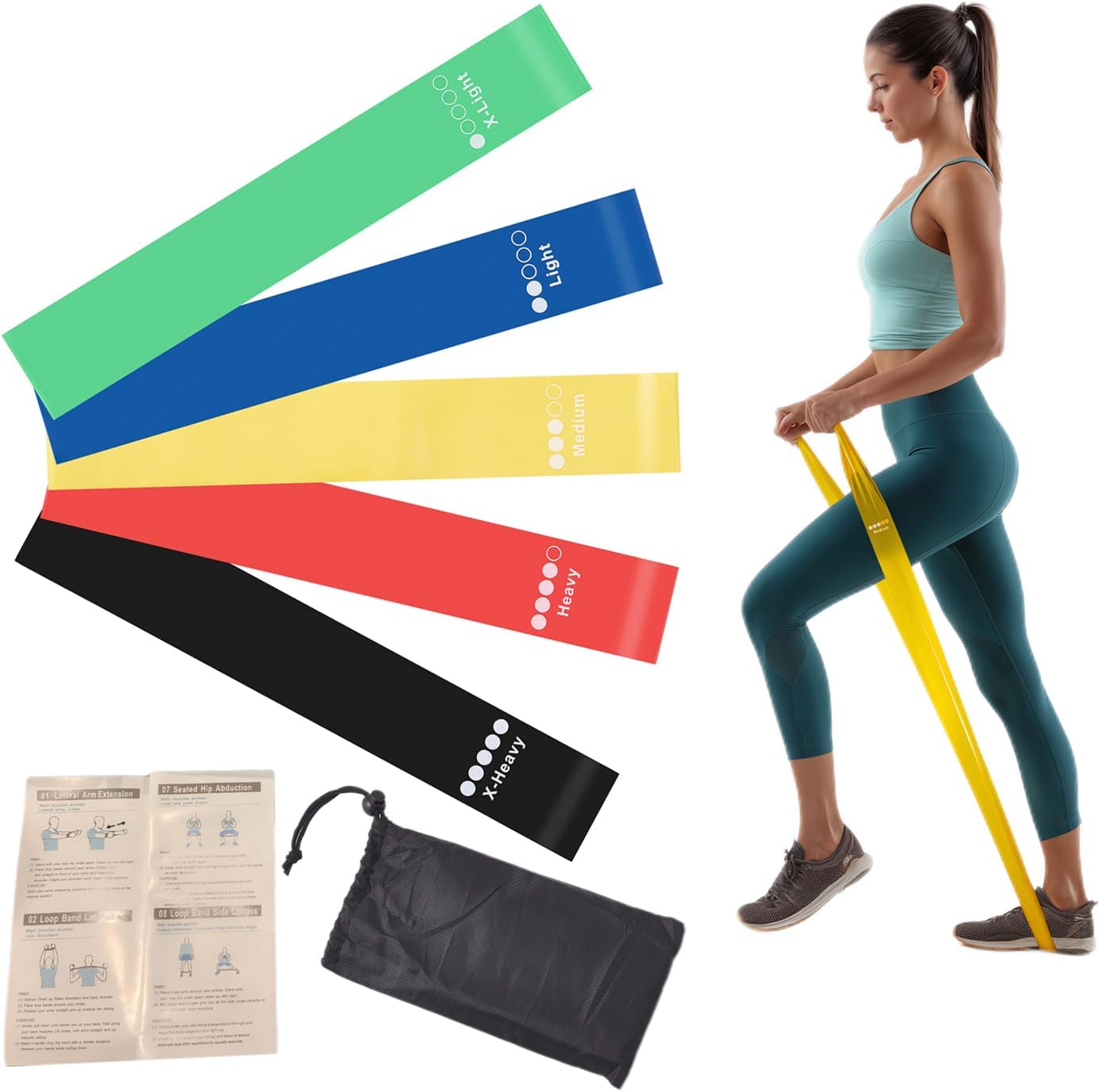Skiennix Resistance Loop Bands - Non-Slip TPE Exercise Bands for Yoga & Strength Training | 5 Pack