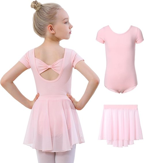 DIPUG Girls Ballet Leotards - Removable Skirt & Hollow Back Design | Toddler Dance Dress Combo