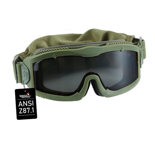 Lancer Tactical AERO 3mm Thick Lens Eye Protection Safety Goggle ANSI Z87 1 Rated Industry Standard w/Anti-Scratch Shield