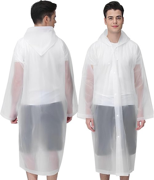 Cosowe Rain Ponchos for Adults - Reusable Emergency Raincoats with Hood & Drawstring | 2 Pack