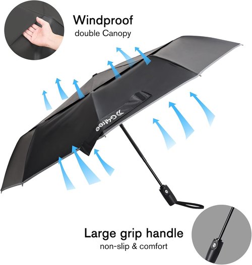 G4Free 42-Inch Eco Windproof Folding Umbrella - Durable Double Canopy for Rain & Sun | Auto Open/Close