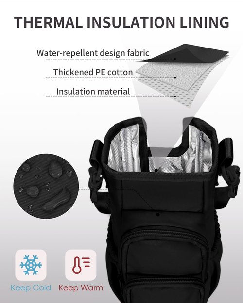 sportsnew Water Bottle Carrier Bag with Phone Pocket for 30oz 40oz Tumbler with Handle Accessories Insulated Water Bottle Holder Pouch with Strap Crossbody with Straw Cover