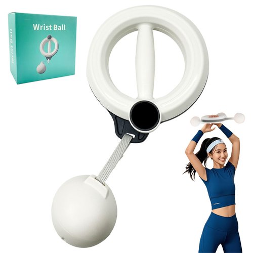 Hautrely Shoulder Reliever Ball Swing for Women, 360° Hand-Crank Chest Workout Equipment, Forearm Exerciser Fitness Equipment for Arm and Wrist (White)