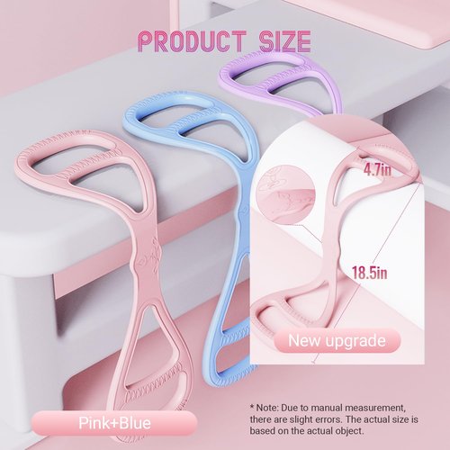 Figure 8 Resistance Band, Upgraded Full Body Training Multi-Function Design, Women's Multi-Function Resistance Band, Anti-Skid handleportable, Ideal for Yoga and Pilates Stretching Exercises-Pink+Blue
