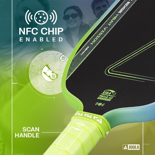 JOOLA Agassi Heat Vision 16mm Pickleball Paddle - New Shape w/Extended Sweet Spot - Textured Carbon Fiber Surface for Spin - SK Film for Less Vibration - USAP Approved - NFC Chip Enabled