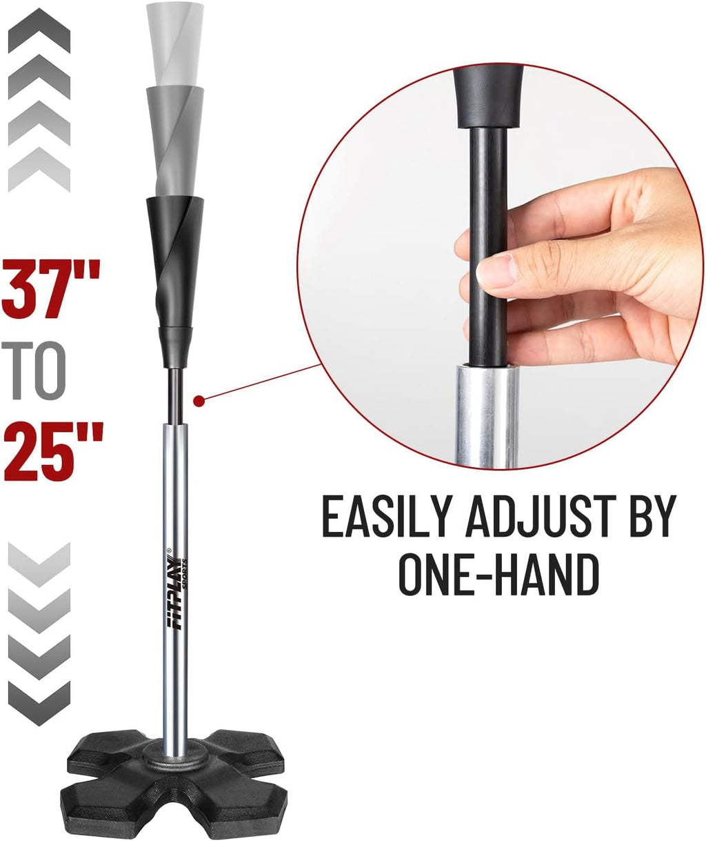 Skiennix Portable Baseball & Softball Hitting Tee - Height Adjustable 25-37 Inches, Easy Carry Design