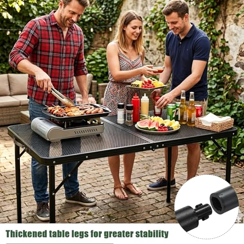 4Ft Large Metal Folding Camping Table - Adjustable, Lightweight Outdoor Grill & Picnic Table (UNIFER)
