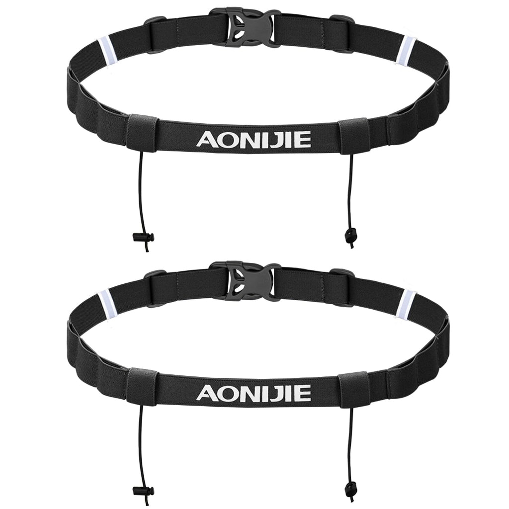TRIWONDER Running Bib Holder Race Belt Runner Bib Strap Race Number Belt for Triathlon, Marathon, Running, Cycling (Black - 2 Pack)