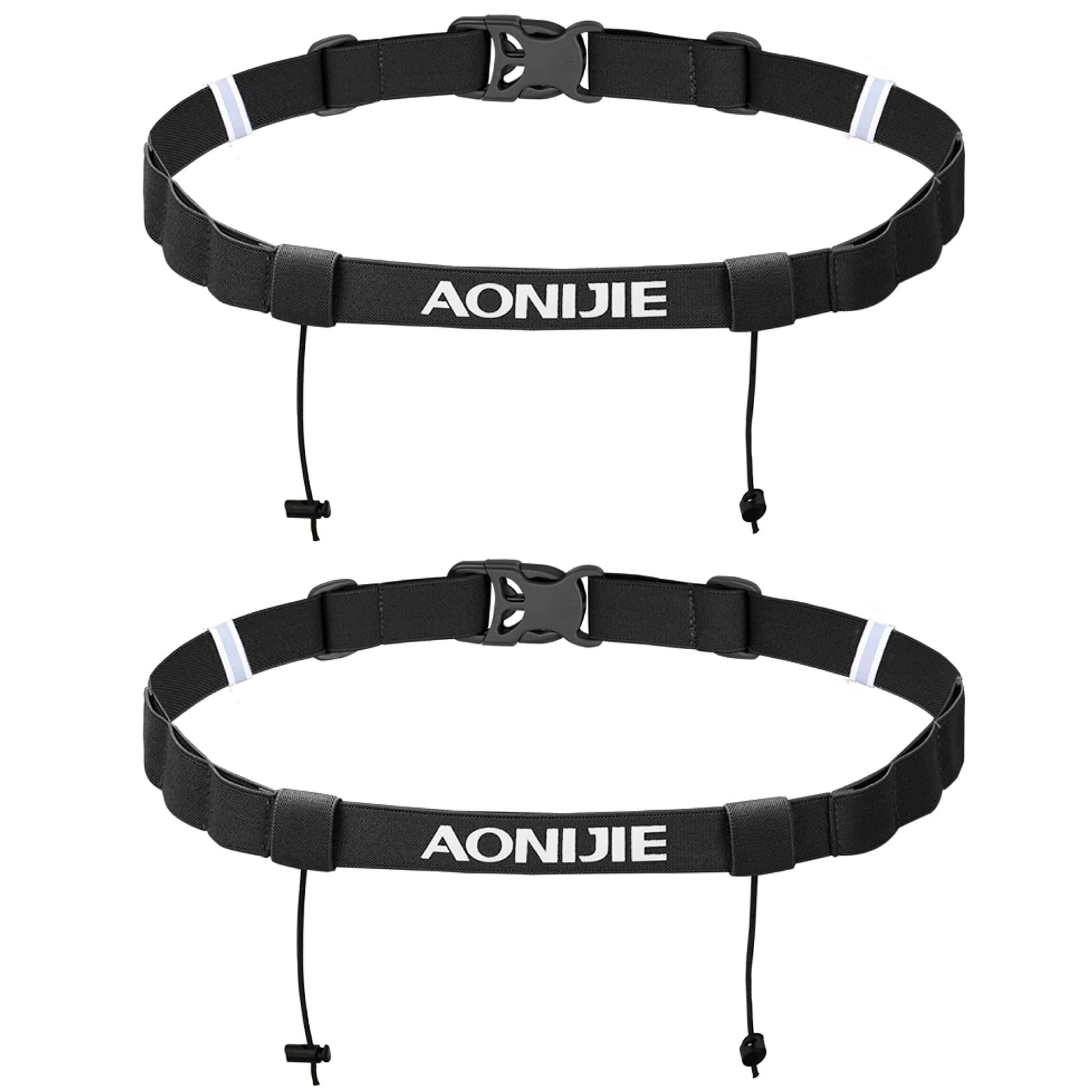 TRIWONDER Running Bib Holder Race Belt Runner Bib Strap Race Number Belt for Triathlon, Marathon, Running, Cycling (Black - 2 Pack)