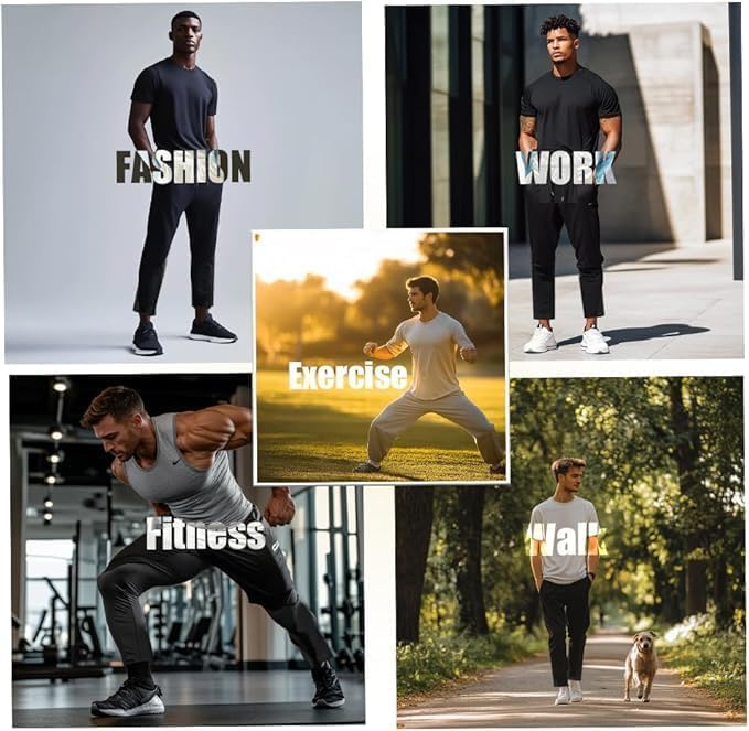 Men's Lightweight Quick Dry Joggers with Pockets - Open Bottom Athletic Pants XX-Large - Black/L Gray/D Gray/Navy/Maroon/Green