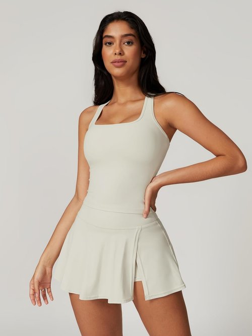 ABOCIW Tennis Dress Set for Women - Racerback Crop Top & Side Slit Mini Skirt | Stylish Golf Outfit