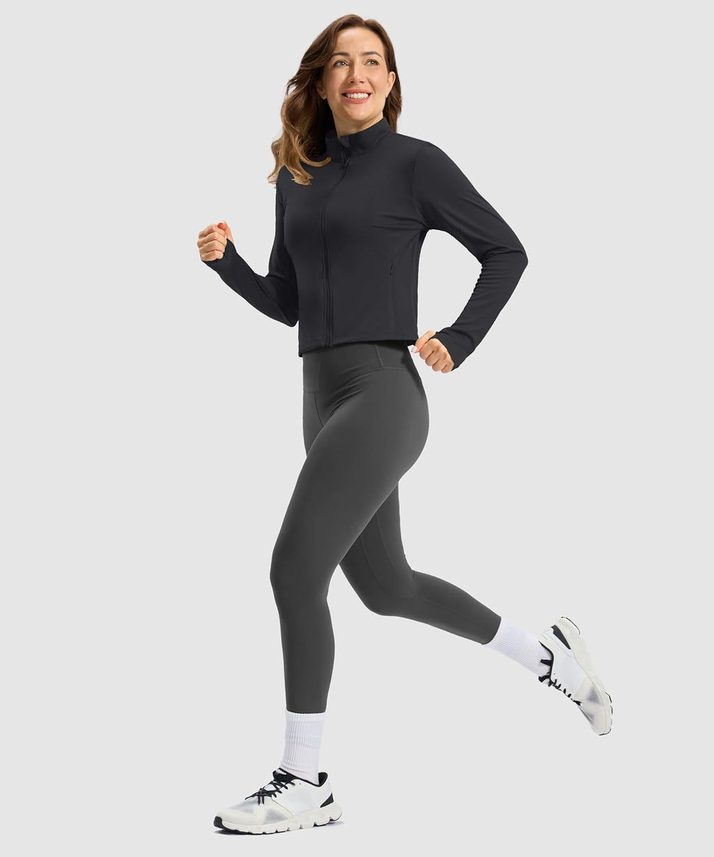 Soothfeel Women's Lightweight Crop Athletic Jacket - UPF 50+ Sun Protection, Long Sleeve, Perfect for Hiking & Workouts