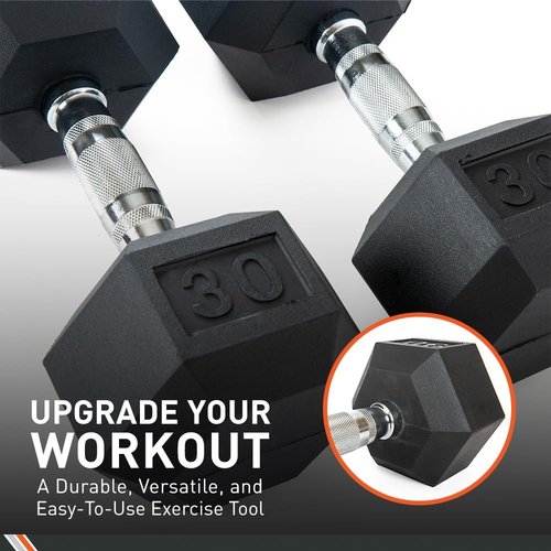 Body Sport Hex Dumbbell | Rubber Encased Weight for Strength Training | Ideal for Home Gym