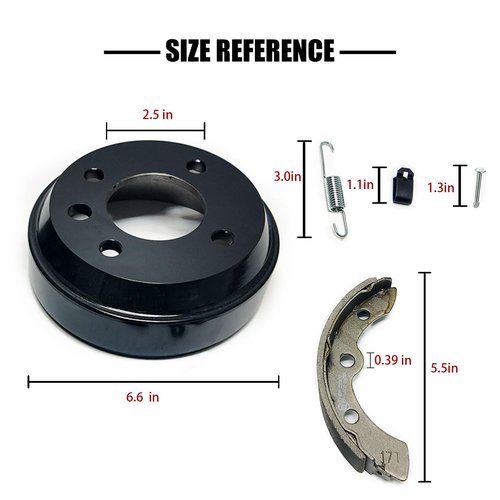 Golf Cart Brake Drums Kit with Brake Shoes & Springs Fit for 1981-1994 Club Car DS Villager, 18 PCS Rear Brake Repair Kit for Driver Side & Passenger Side Replaces 1011137 101146302