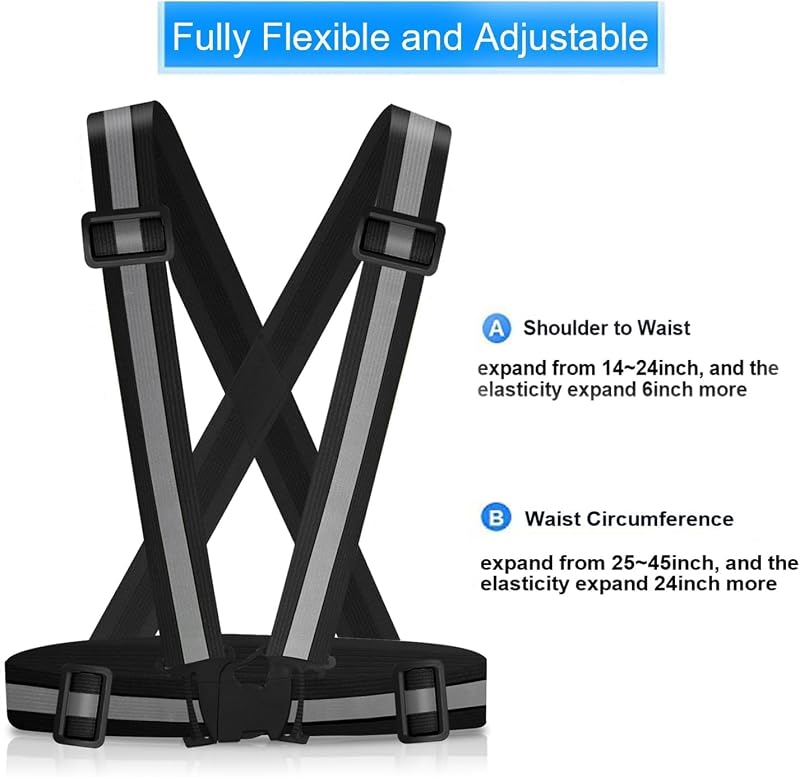 High-Visibility Reflective Running Vest 2-10 Pack – Black+2, 360° Safety