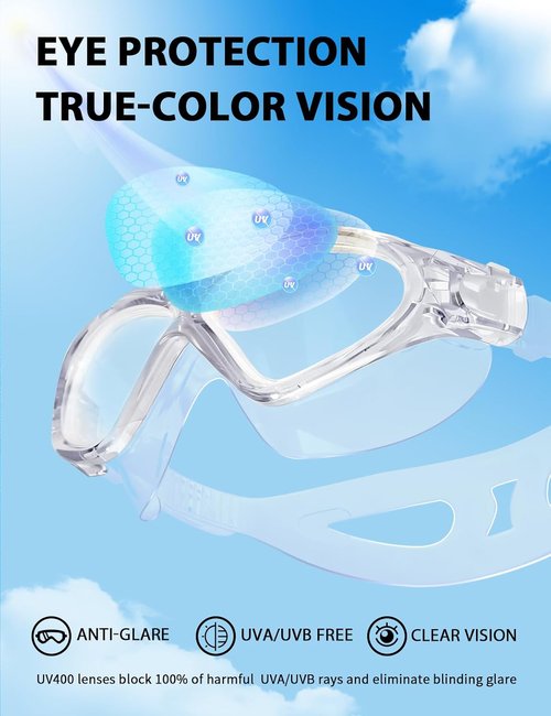 Adult Swim Goggles - Liquid Silicone Anti-Fog Swimming Goggles for Men & Women | 180° Clear View & UV Protection
