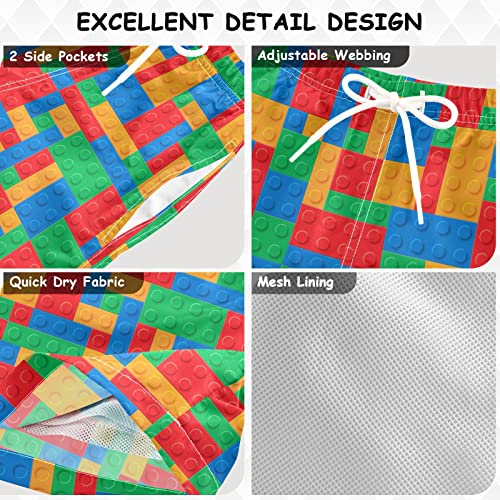 Kigai Boy Swim Trunks - Colorful Blocks Summer Beach Quick Dry 2-6T Llama D7