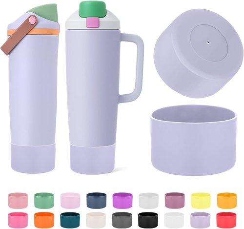 Mity Rain Protective Silicone Boots for Owala 30oz & 40oz FreeSip Sway Bottles - Light Purple, Enhance Stability & Prevent Scratches
