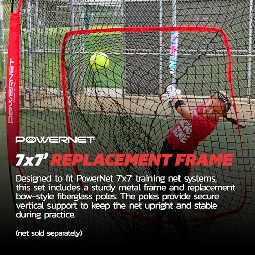 PowerNet 7x7 ft Baseball & Softball Net Replacement Frame - Black / Frame