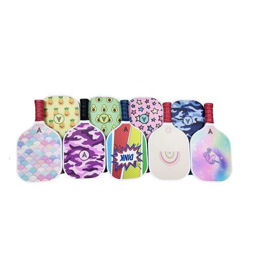 Youth Fiberglass Pickleball Paddles with Cushion Comfort - Shimmery Mermaid Design Pickleball Paddle Cushion Grip with Polypropylene Honeycomb Core, Lightweight Kids Paddles with Paddle Cover