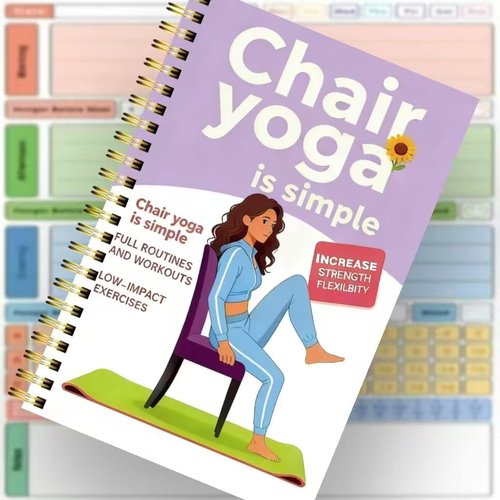 30-Day Chair Yoga Guide by [Brand Name] - 60 Workouts for Weight Loss & Flexibility | Spiral Bound, 5.5x8.3 Inch, Purple