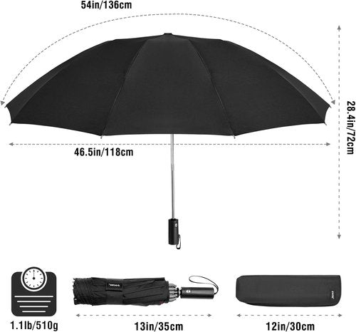 G4Free Inverted Windproof Umbrella - 54-Inch Large Canopy, Compact Reverse Design, Automatic Open/Close