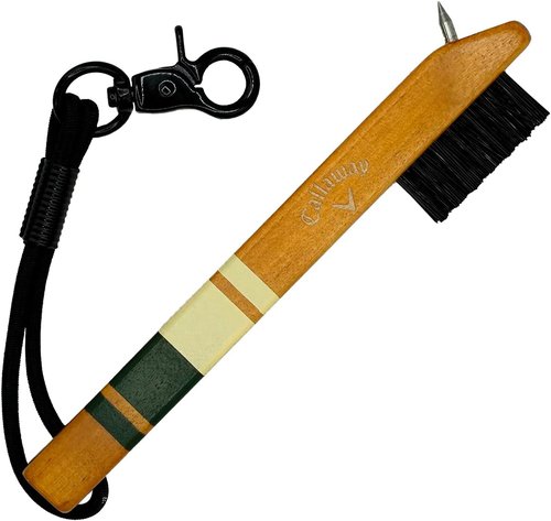 Callaway Golf Club Brush - Heritage Wood Design with Groove Cleaner for Optimal Performance