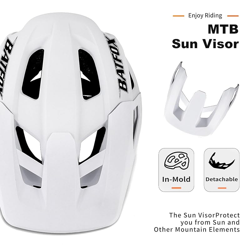 BATFOX E-Bike & Mountain Bike Helmet for Adults & Youth, White, Size M (55-58cm) - NTA 8776 Certified
