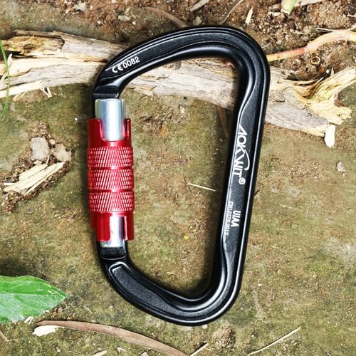 30KN Auto Locking Carabiner Clip Twist Lock UIAA Certified Large Climbing Carabiner Heavy Duty Carabiner for Rock Tree Climbing Rappelling Mountaineering Caving Rescue Arborist Aerial Yoga (2PCS)