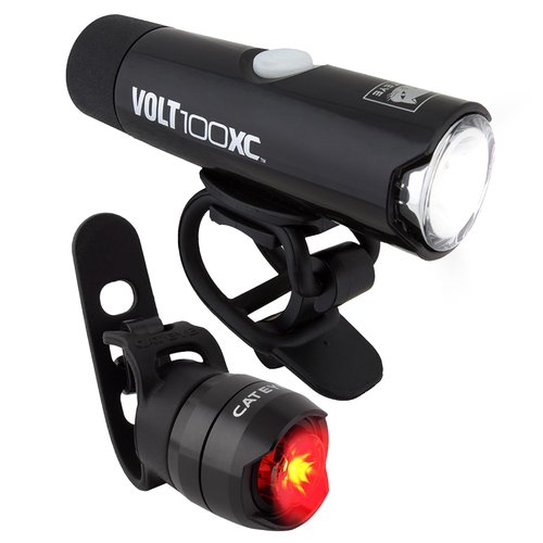 CATEYE VOLT100XC & ORB Bike Light Set – USB Rechargeable Front & Rear LED Light with Aluminum Body, 5 Light Modes, Universal Handlebar Mount, Fits Road, Urban, Cruiser & Kids Bikes