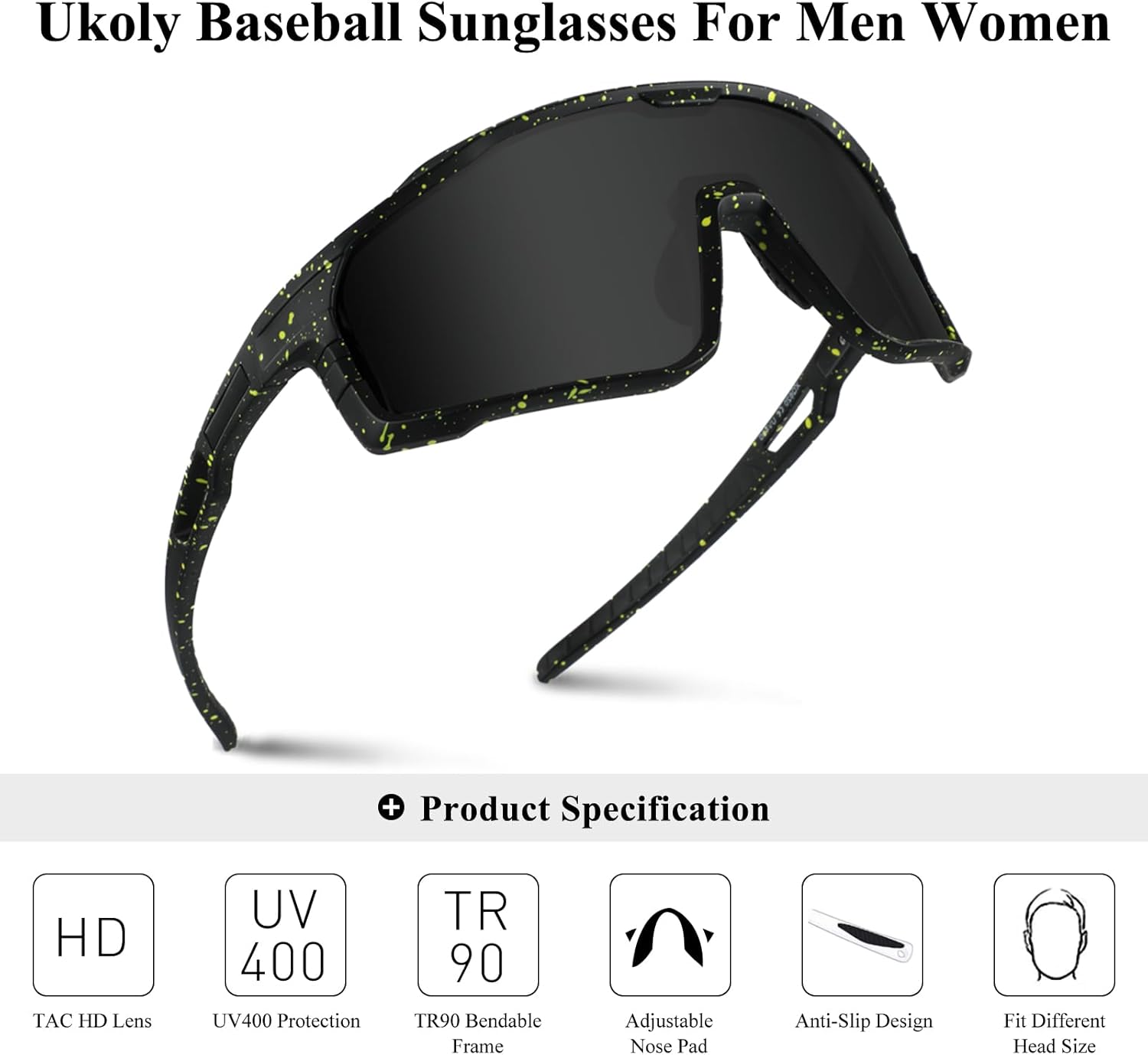 Ukoly Cycling Sunglasses - HD UV400 Sports Glasses for Men & Women | Ideal for Running, Baseball, Fishing, Golf