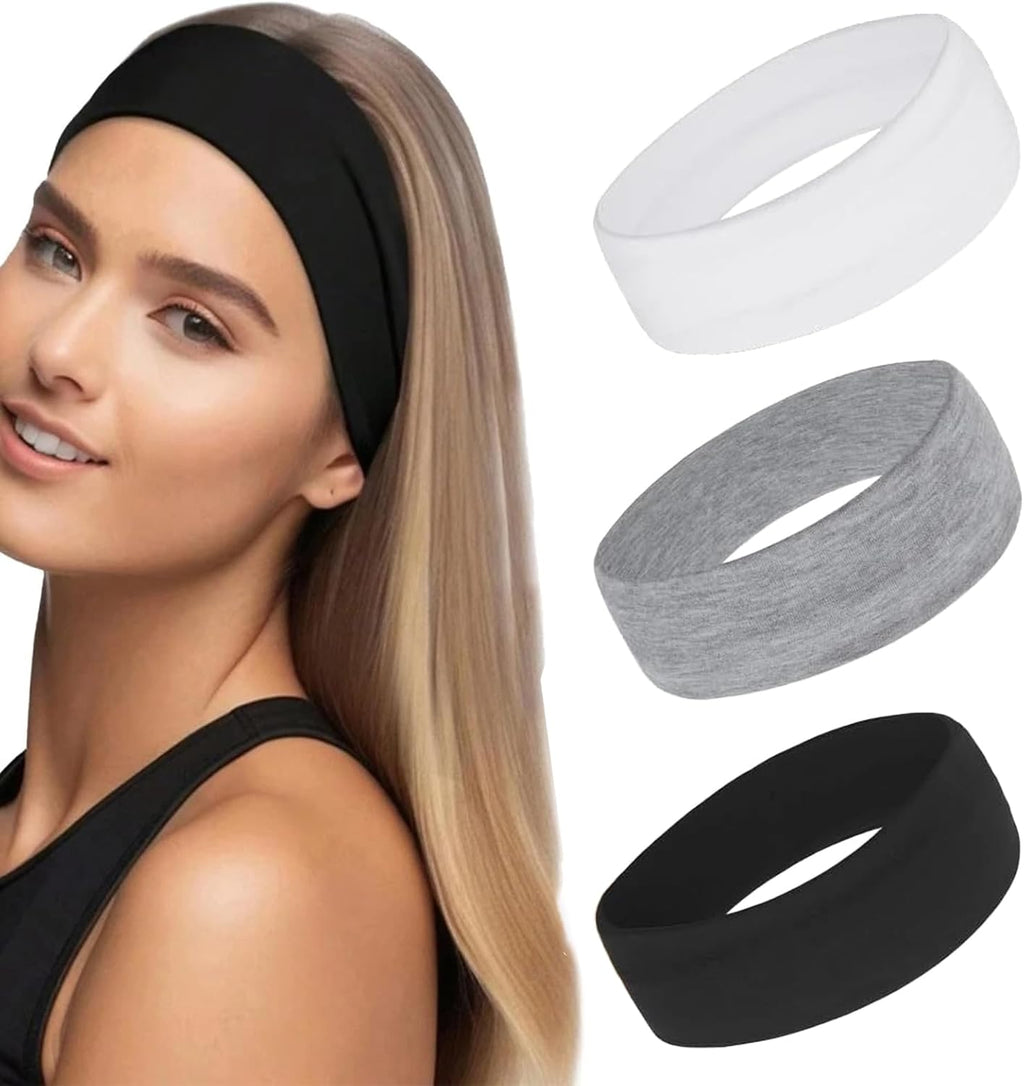 Skiennix Breathable Non-Slip Stretchy Sweat Headbands - 3 Pcs for Yoga & Running | Perfect for Women & Girls