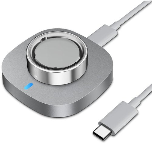 Vigamen Charger Compatible with Aura-Ring Gen 4 Size 8,Fast Safe Charging Dock and USB-C Cable,Silver Gray