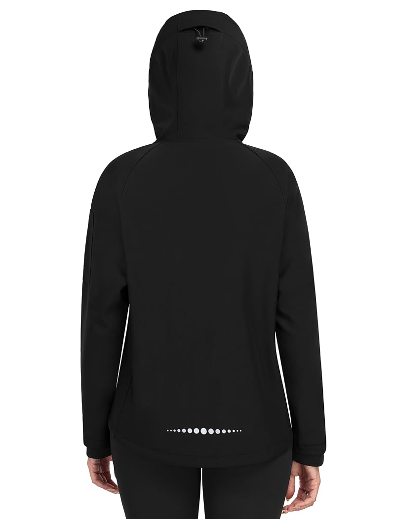 MoFiz Women's Fleece-Lined Softshell Jacket - Lightweight Insulated Warm Coat, Black, Large