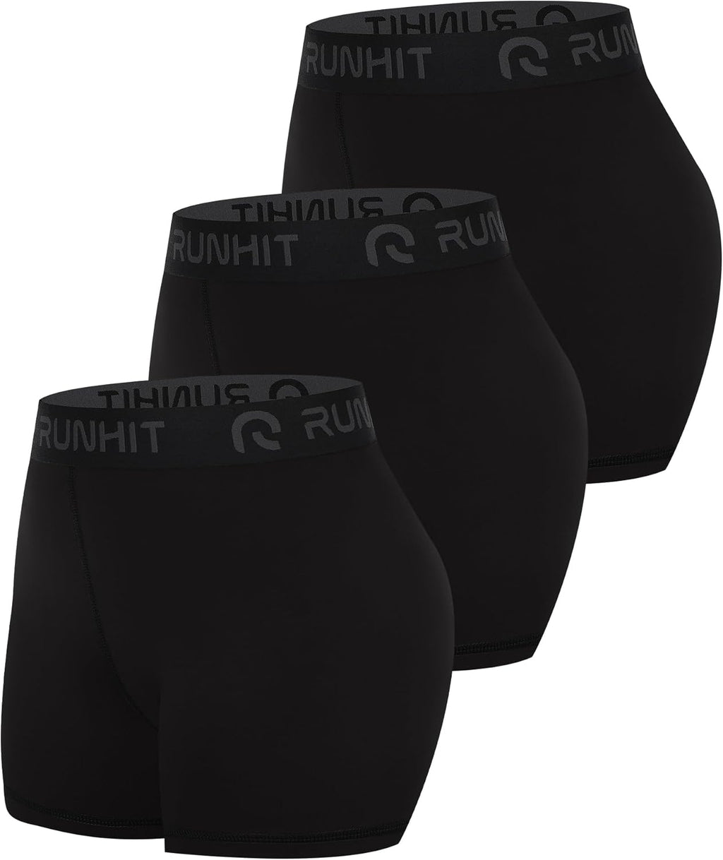 Runhit 3" Volleyball Shorts - Women's Compression Spandex Shorts | 3-Pack Athletic Yoga Gym Wear