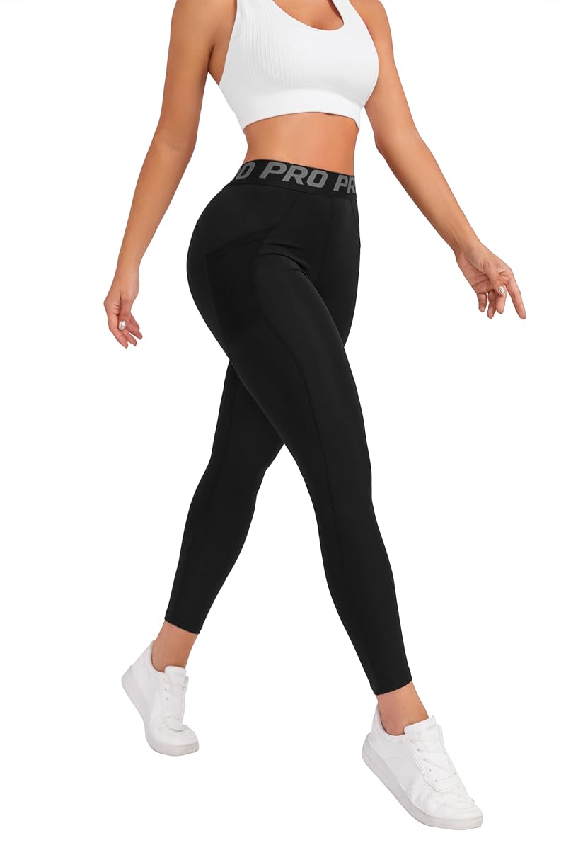 High-Waisted Leggings for Women - Tummy Control Yoga & Workout Pants, Black XL