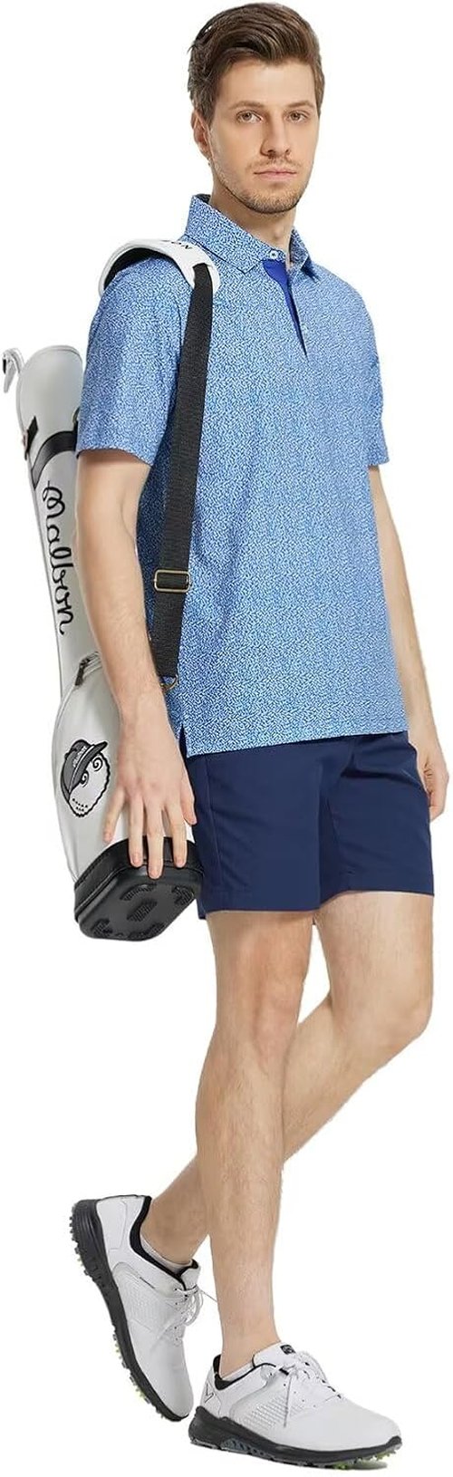 M MAELREG Men's Golf Shirt - Short Sleeve Dry Fit Collared Polo with Moisture-Wicking Performance Patterns
