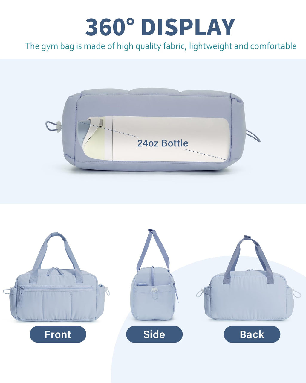 Ceneda Small Gym Bag for Women, Quilted Puffer Tote with Wet Pocket & Coin Purse, Lightweight Mini Sports Travel Duffle with Crossbody Strap, Water-Resistant for Workout, Yoga, Daily Commute
