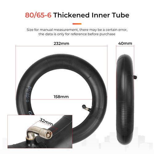 LUCK4U 80/65-6 10x2.5 Inner Tube Replacement with 90 Degree for Kugoo M4 pro Speedual Zero 10X 255x80 Tires Scooter Thickened 2PCS