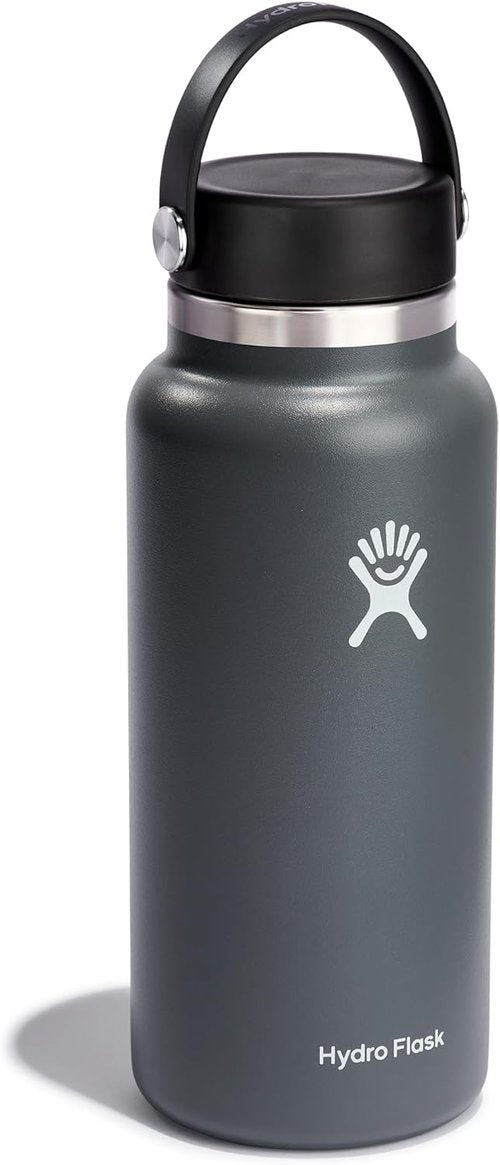 Hydro Flask Water Bottle - Insulated Stainless Steel - 32 Oz Wide Mouth Flex Lid, Leakproof & Refillable