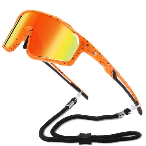 DUCO Kids Sunglasses Youth Baseball UV400 Polarized Sports Lightweight Tennis Running Cycling Glasses for Boys Girls 6-12 Age DK328 (Orange)