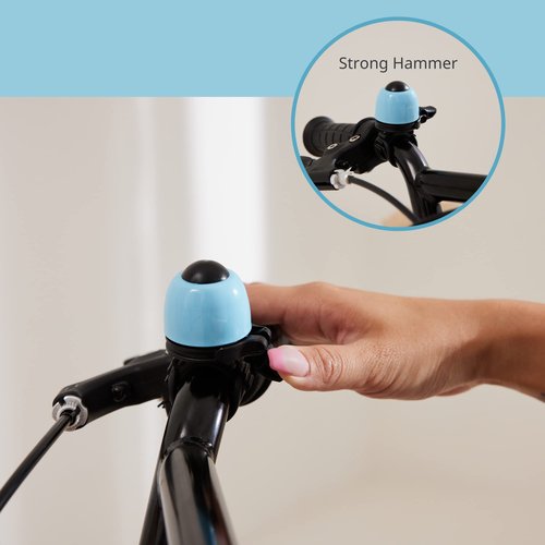 N+1 Macaron Brass Bike Bell - Classic Bicycle Bell with Double Sound Ringer for Kid Bikes, Road Bikes, Mountain Bikes, Fits 19.2-31.8mm Handlebars (Sky Blue)