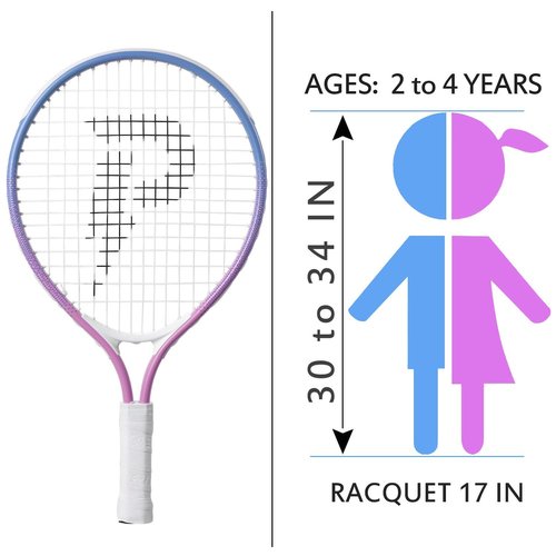 PIKASEN 17-25" Kids Tennis Racket Best Starter Kit for Kids Age 4 and Under with Shoulder Strap Bag and Mini Tennis Racket Toddler Tennis Raquet (19 inch Pink)
