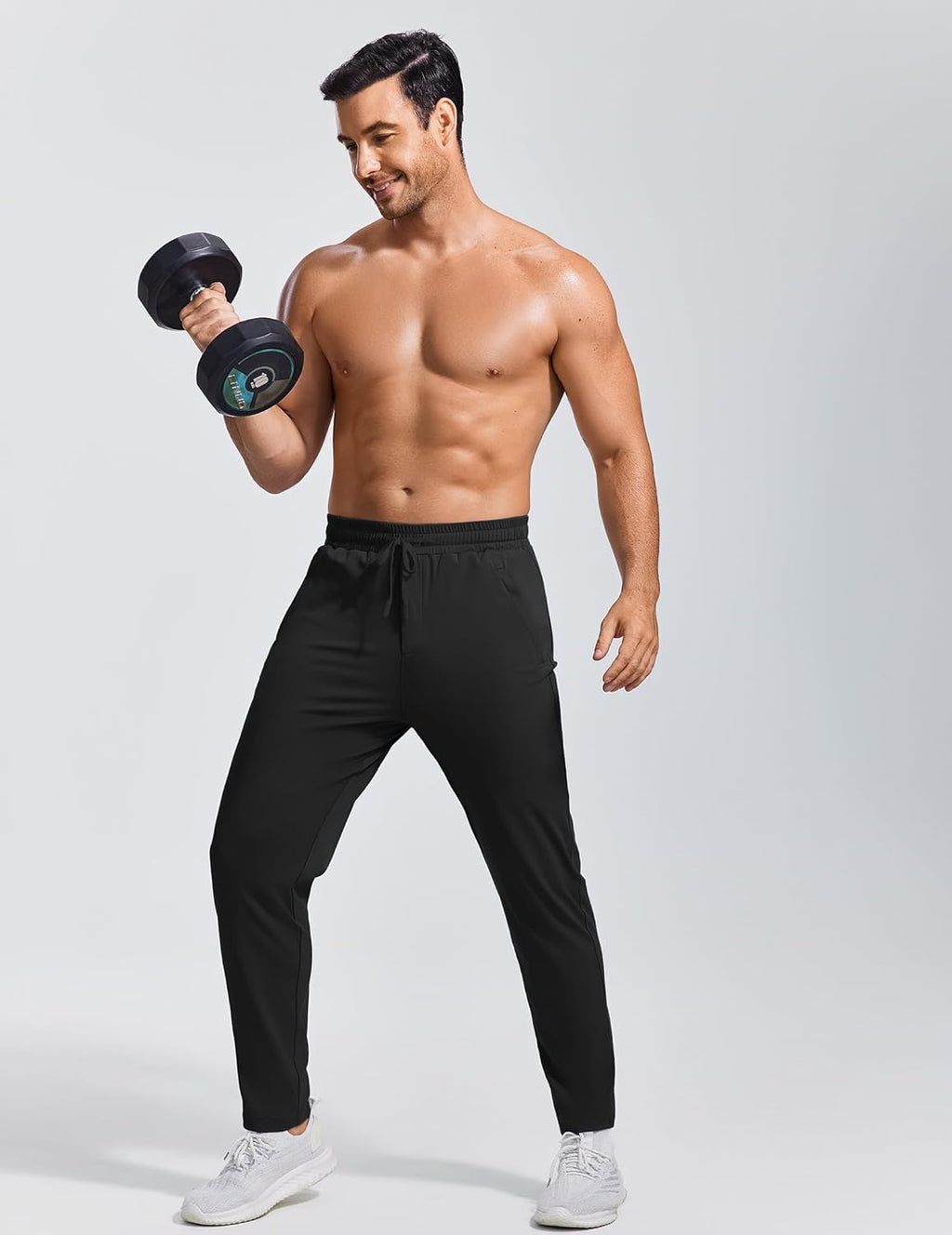PINSPARK Men's Joggers - Lightweight Athletic Track Pants with Zipper Pockets | Quick-Dry Gym Sweatpants