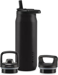 ZULU Base 32oz Stainless Steel Water Bottle - Double Walled, Vacuum Insulated | 3 Lids Included, Black