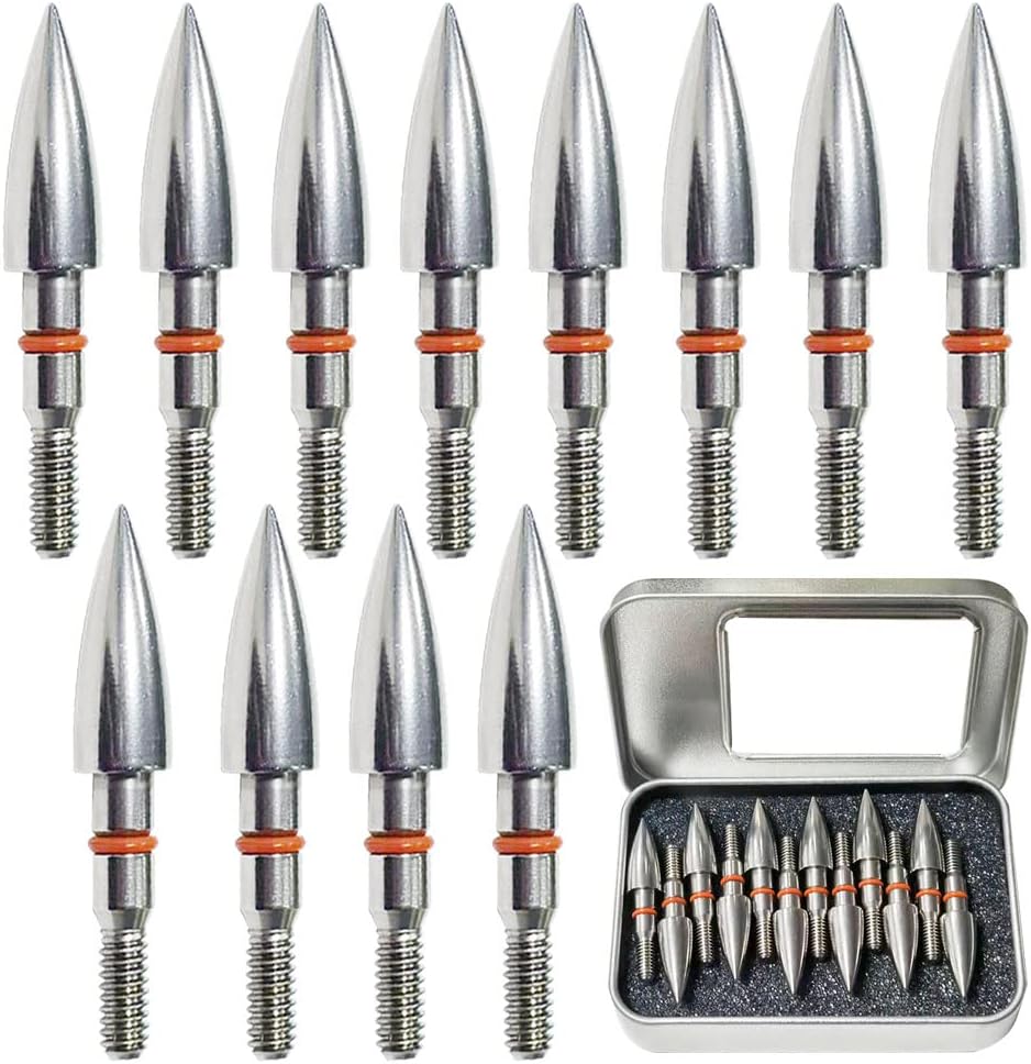 Skiennix Archery Field Points - Stainless Steel Practice Tips for Recurve & Compound Bows | 100-300 Grains