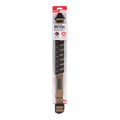 Allen Company Baktrak Traction Web 36″ Rifle Sling w/ 500lb‑Rated Swivels – Slim, Non‑Slip Pad - Tan/Black