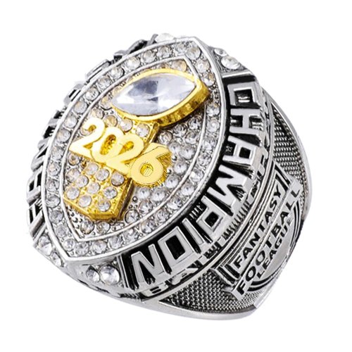 guancrown 2026 Fantasy Football Championship Ring Award Prize Trophy Sports Winner MVP FFL Ring (Ring and Stand, Size 8)