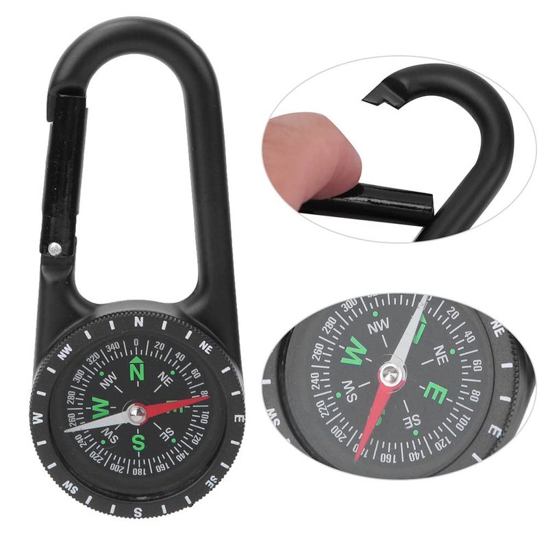 Carabiner Clip On Compass Hiking,Mini Compass,DC40T Zinc Alloy Portable Carabiner Compass with Graduated Ring Outdoor Hiking Camping Navigation Tools